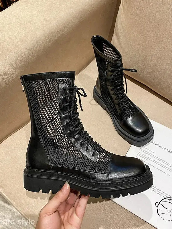 Black hollow boots for women by Langry with free shipping