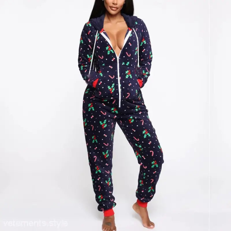 Hooded Casual Pajamas featuring Christmas Plaid Homewear design in colorful patterns