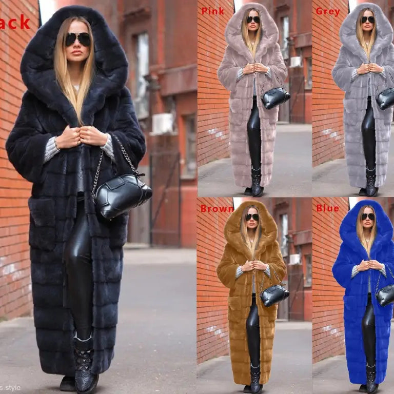 Hooded cotton padded faux fur coat for ultimate warmth