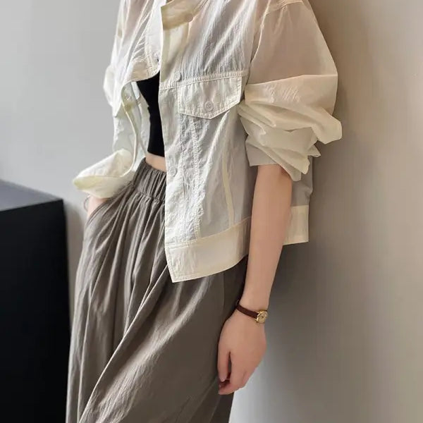 Woman’s sheer cropped khaki green summer cardigan short with free shipping displayed