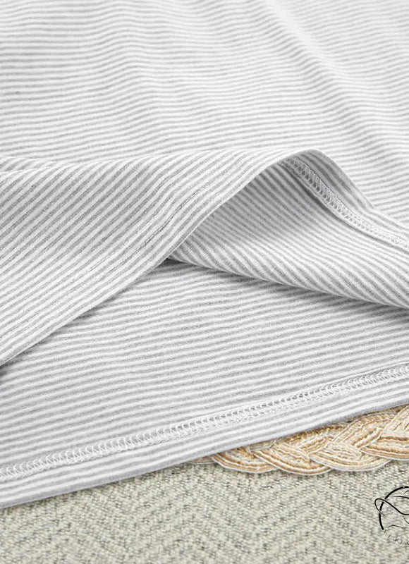 Grey and white striped linen fabric for knitted loose pajamas summer lounge set