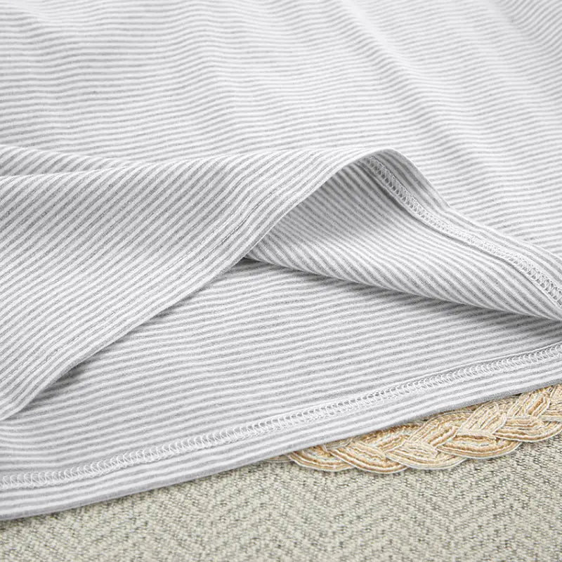 Grey and white striped linen fabric for knitted loose pajamas summer lounge set