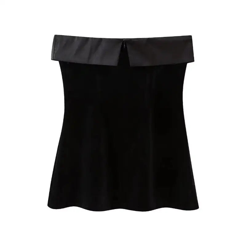 Black off-the-shoulder top with neck tube by Langry Fashion, available with free shipping