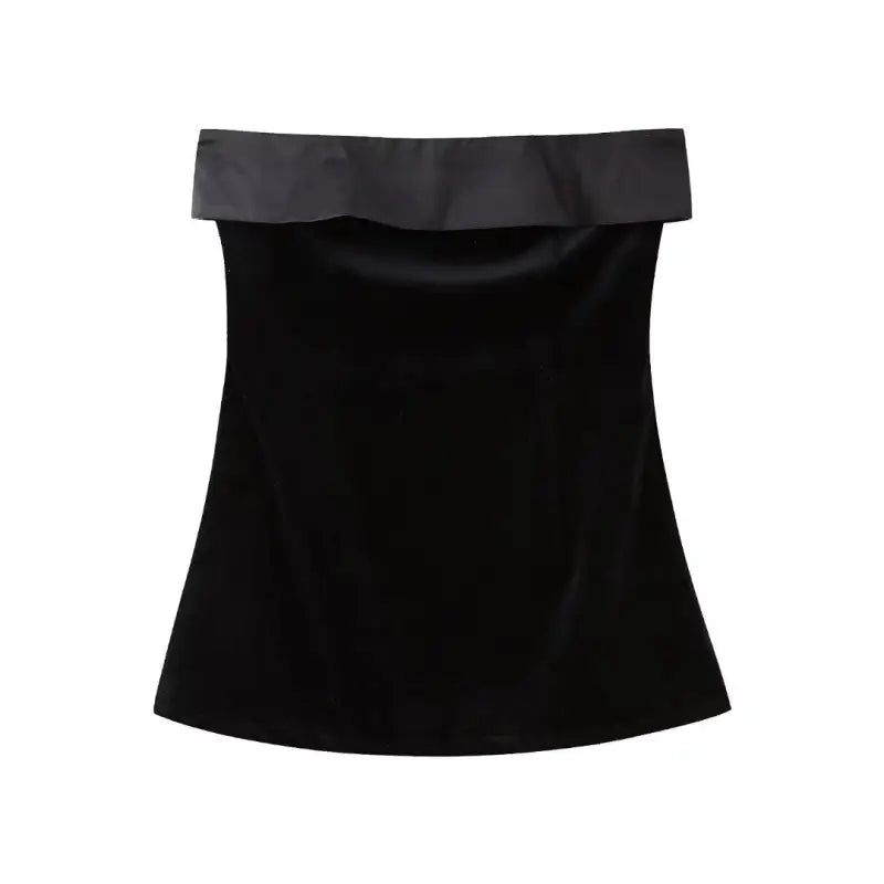 Black strapless top with neck tube detail from Langry Fashion Velvet Bodycon Dress with free shipping