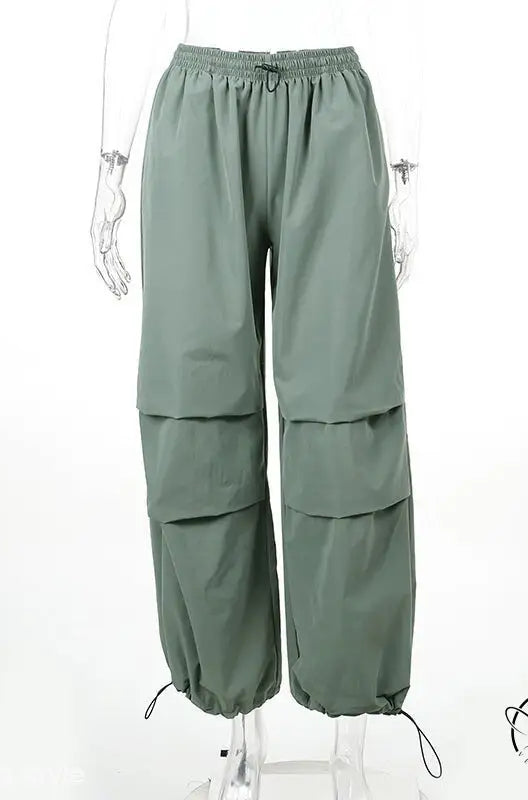 Light gray casual cute trousers wide leg polyester cargo pants
