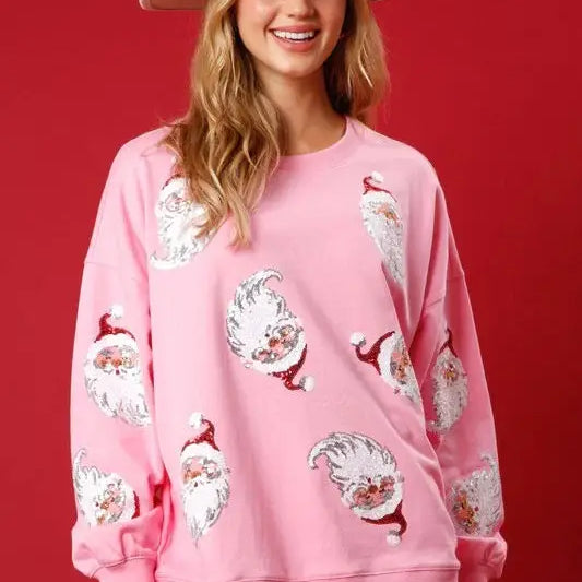 CREW NECK CASUAL LOOSE CHRISTMAS SEQUINED SWEATER-VETEMENTS