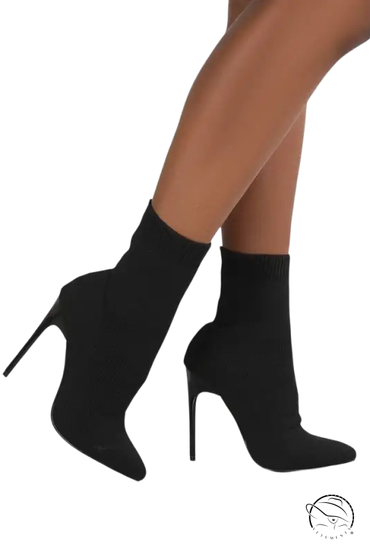 Luxury sock boots with thin heels and sock-like fit in black