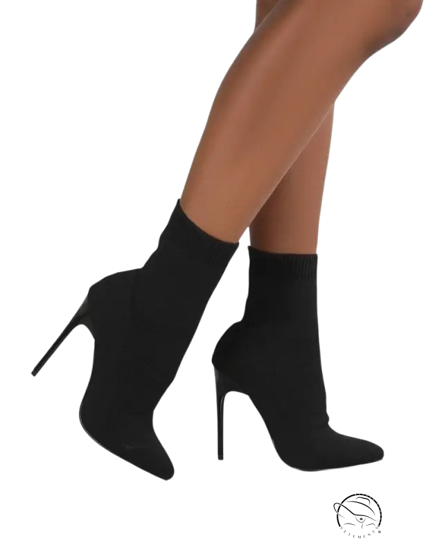 Luxury sock boots with thin heels and sock-like fit in black