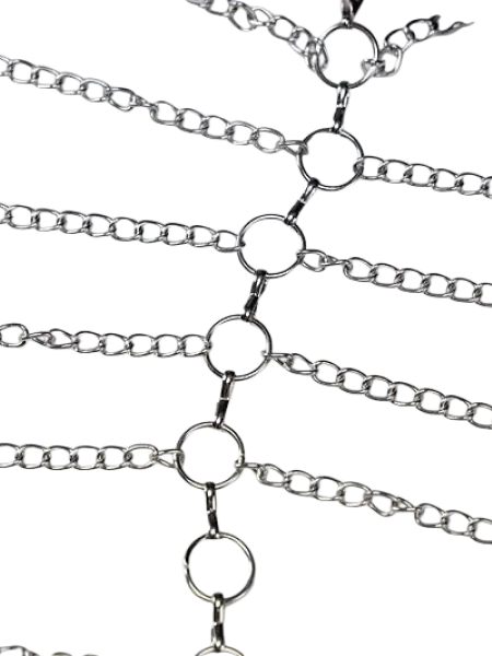 Silver metal chain halter maxi dress with cutout design