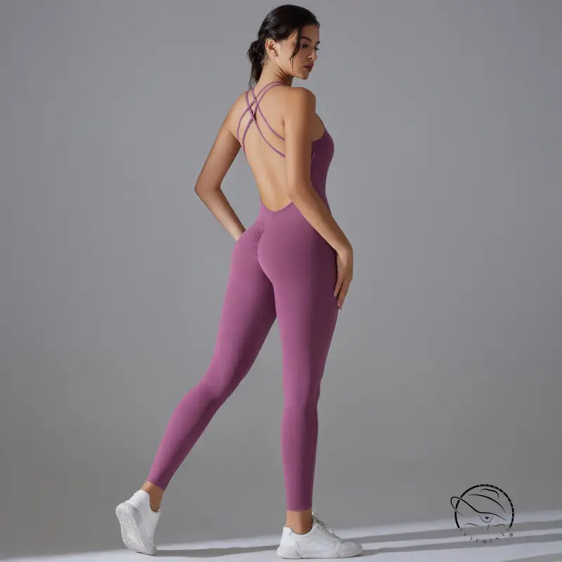 Navy Blue Comfy Yoga Jumpsuit Sporty Backless Halter Design