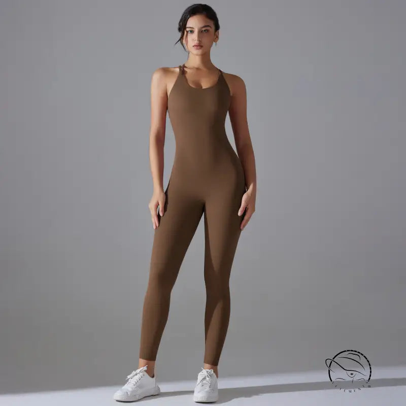 Navy Blue Comfy Yoga Jumpsuit Sporty Backless Halter Design