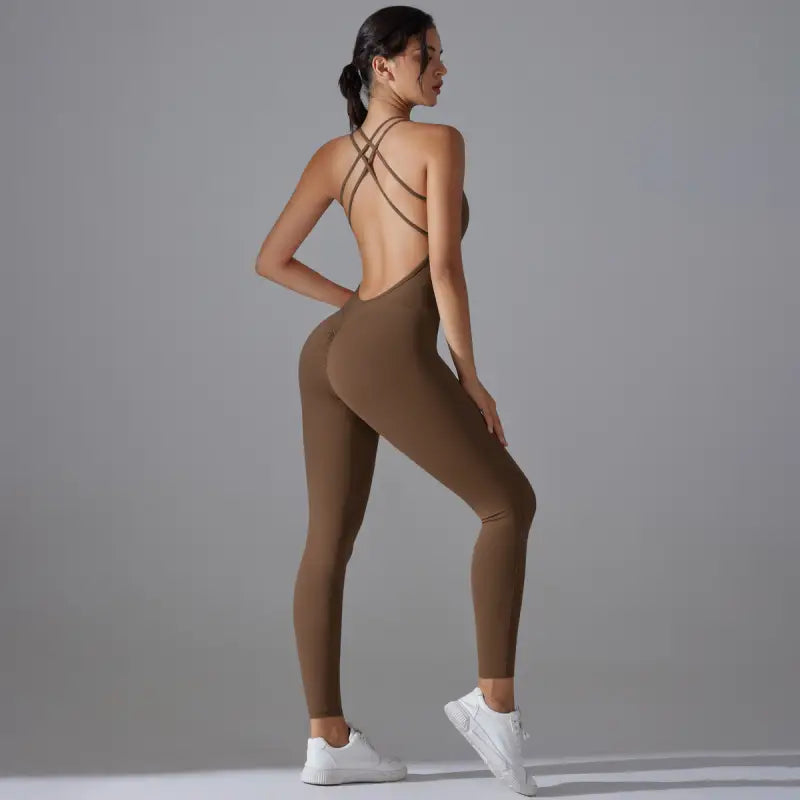 Navy Blue Comfy Yoga Jumpsuit Sporty Backless Halter Design