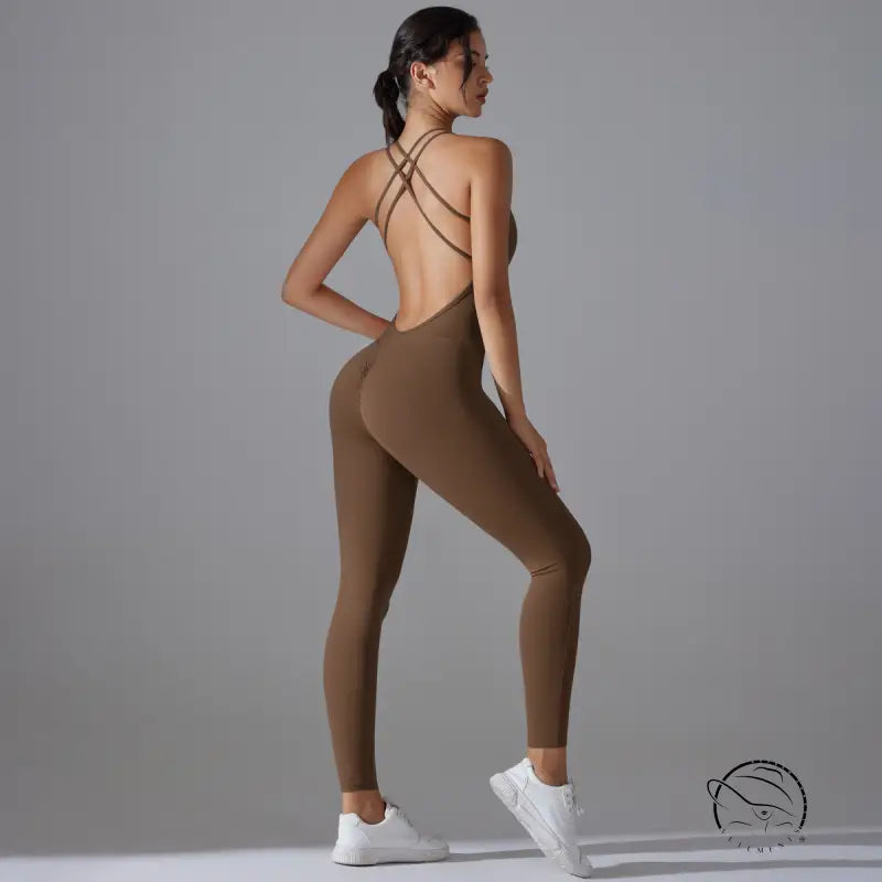 Navy Blue Comfy Yoga Jumpsuit Sporty Backless Halter Design