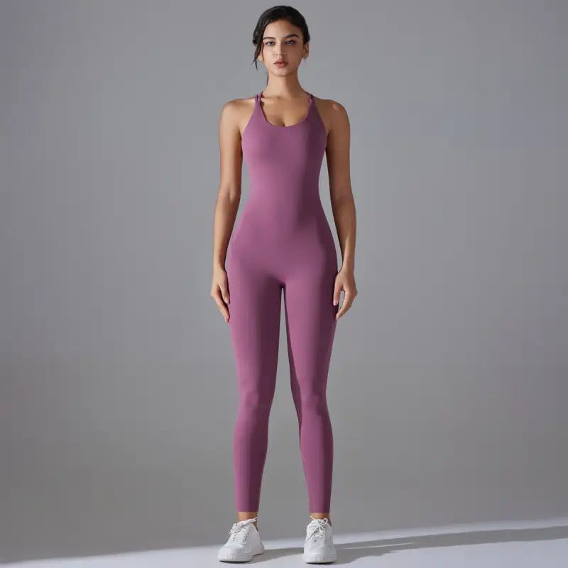 Navy Blue Comfy Yoga Jumpsuit Sporty Backless Halter Design