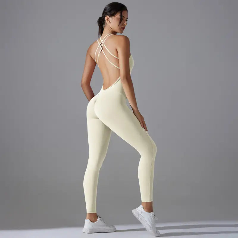 Navy Blue Comfy Yoga Jumpsuit Sporty Backless Halter Design