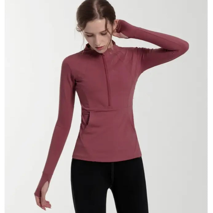 Navy blue slim-fit yoga jacket with lace and tulle sleeves for active wear