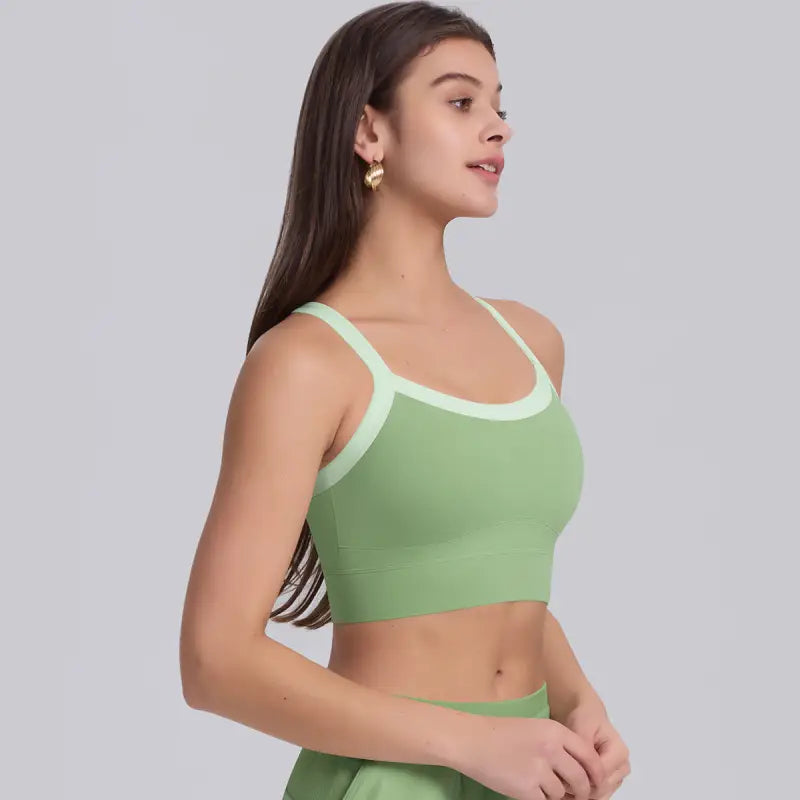 Green and light green strength yoga bra from Navy Blue Sporty Slim Nylon collection