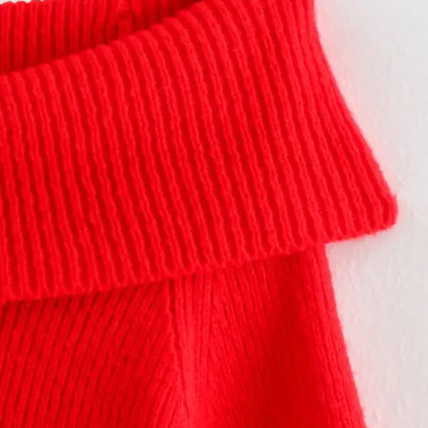 Red knit off-the-shoulder sweater from Off-Shoulder Knitwear with free shipping