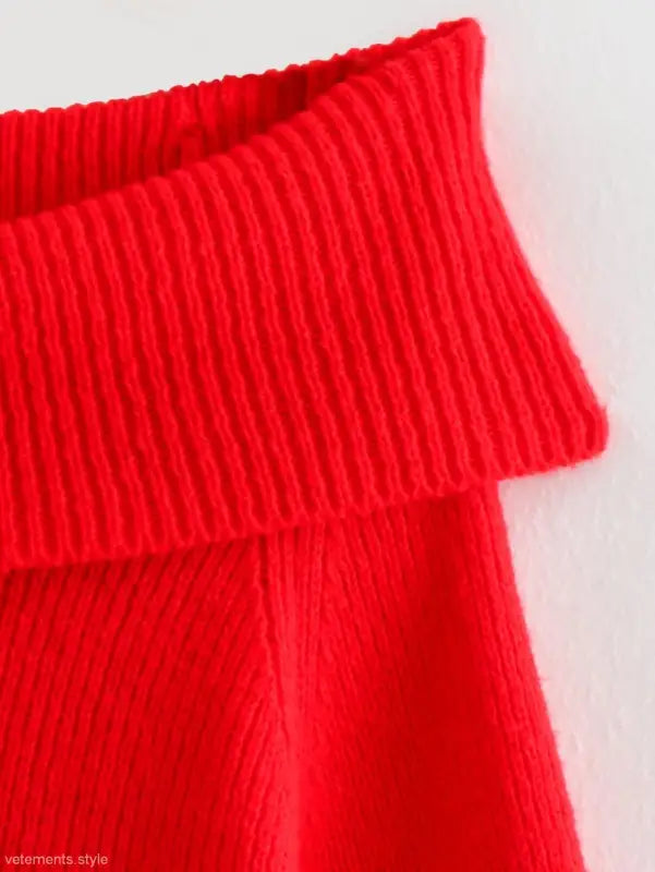 Red knit off-the-shoulder sweater from Off-Shoulder Knitwear with free shipping