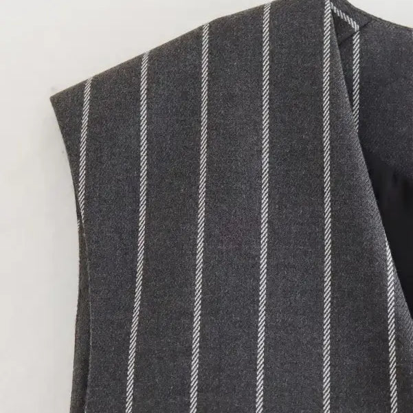 Dark gray pinstriped vest with white stripes from Office Style Slim White Suit collection