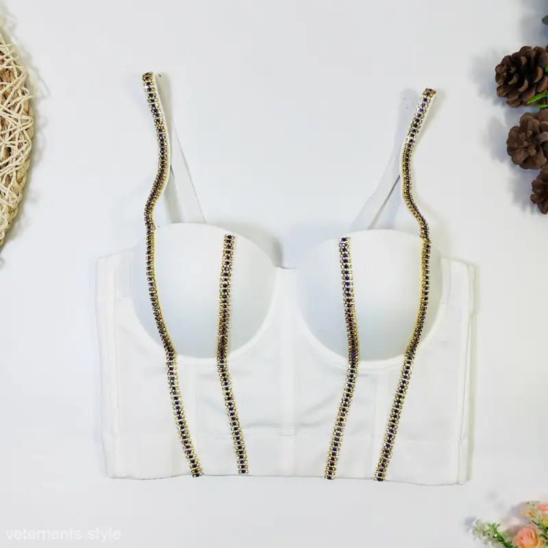 Vest Tube Top Original Boning Corset Bra Colorful Crystals Beaded Shaping Top-VETEMENTS