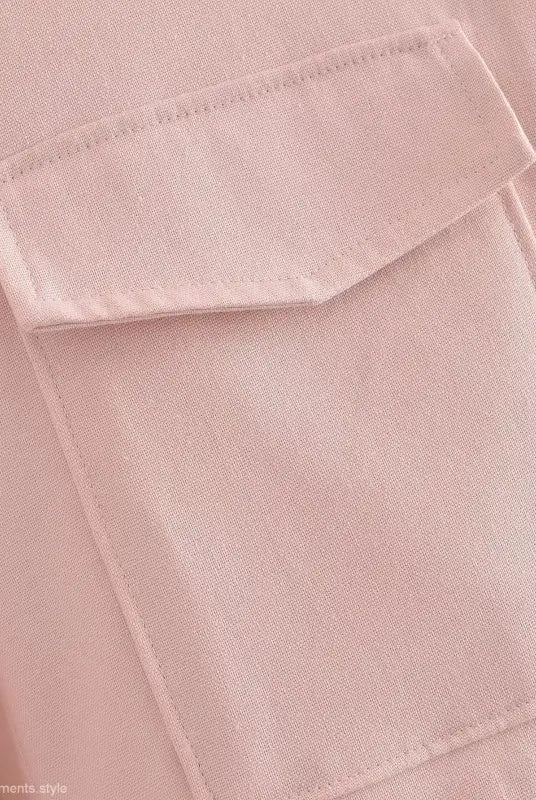 Pink fabric pocket on Pink Pants and Top Blazer High, ideal for linen blend shorts