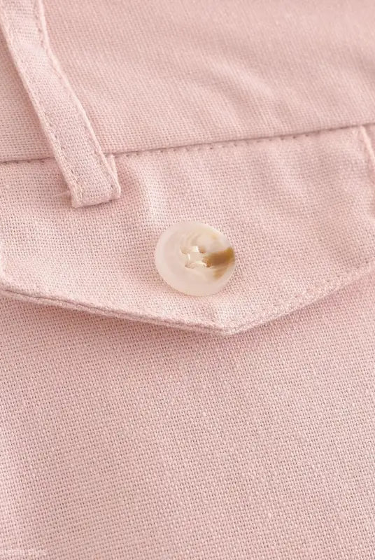 Pink linen blend short with pocket and button in Pink Pants and Top Blazer High