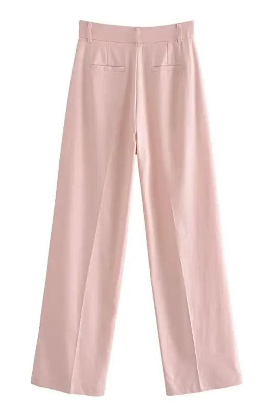 Pale pink wide-leg trousers from Pink Pants and Top Blazer High collection
