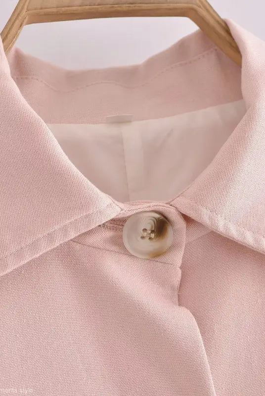 Pale pink collared shirt with button from Pink Pants and Top Blazer High collection