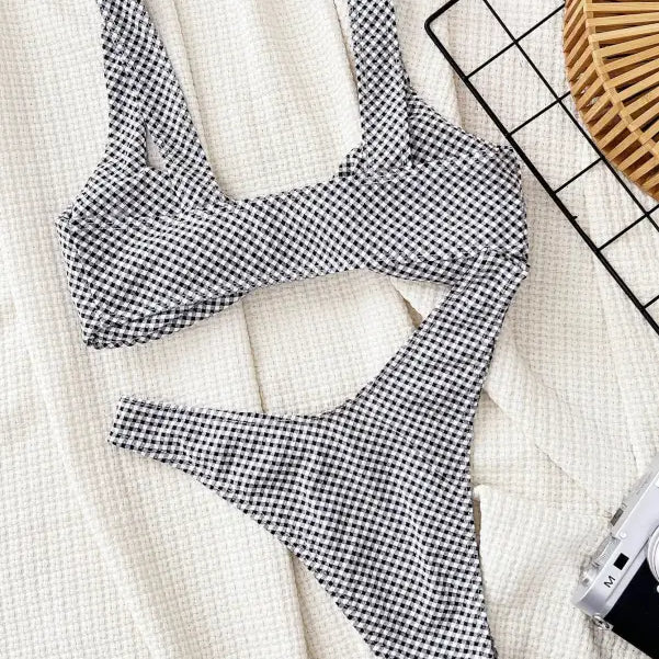 PLAID PRINTED SEXY BIKINI-VETEMENTS
