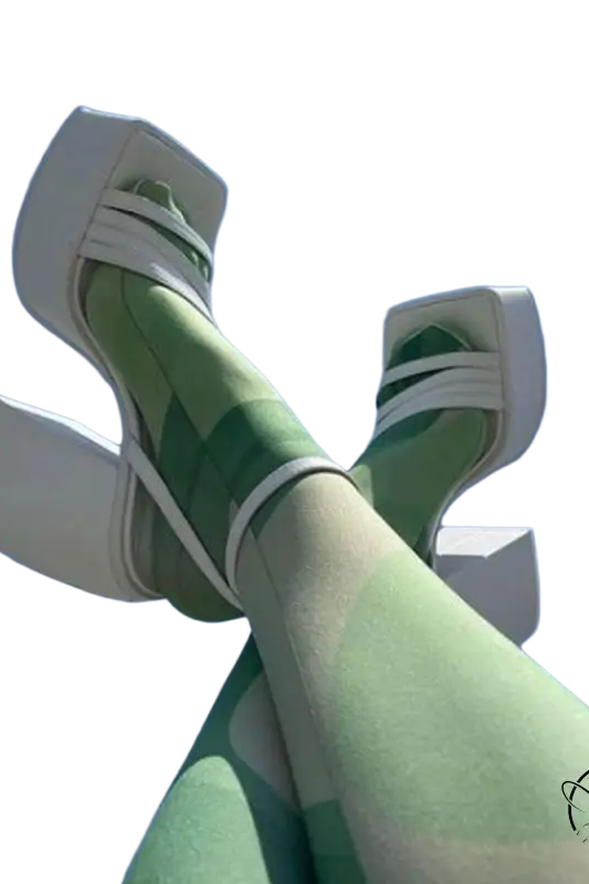 Mint green legs in elegant ankle strap high heel sandals