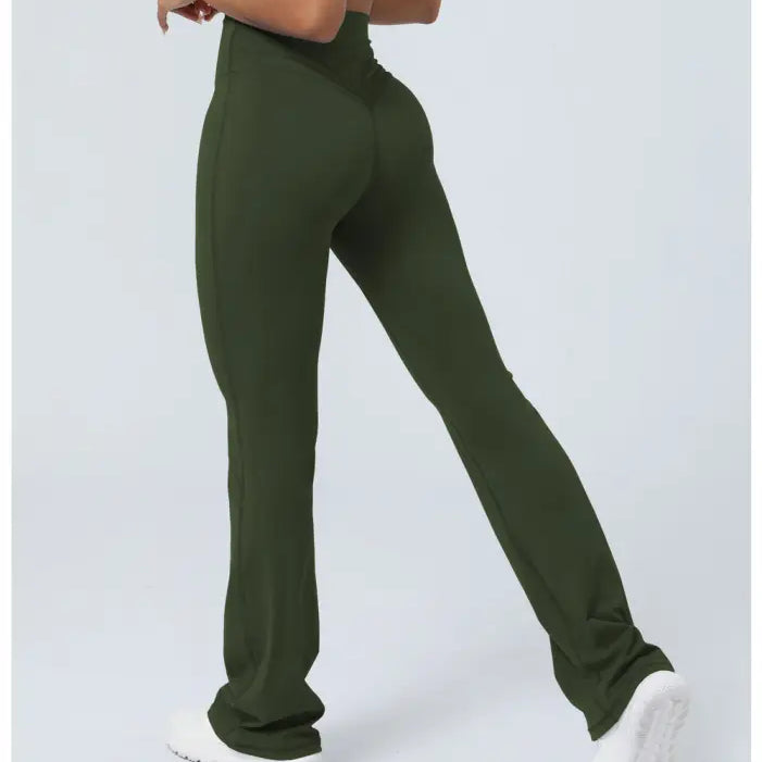 Olive green flared leggings for casual flared yoga pants styling and versatile workout wear