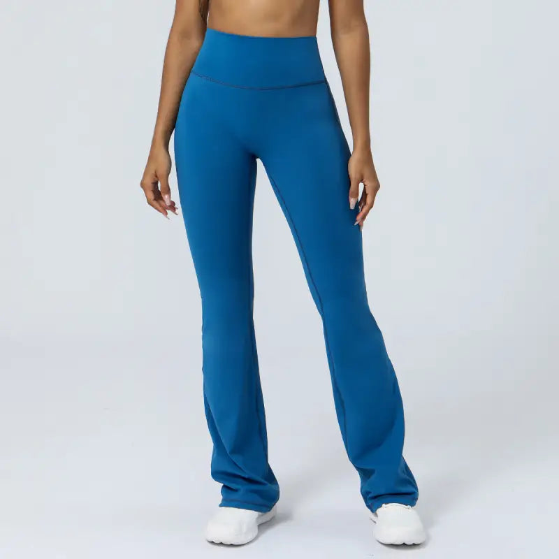 Image of purplish blue flared yoga pants, casual flared yoga pants for active wear