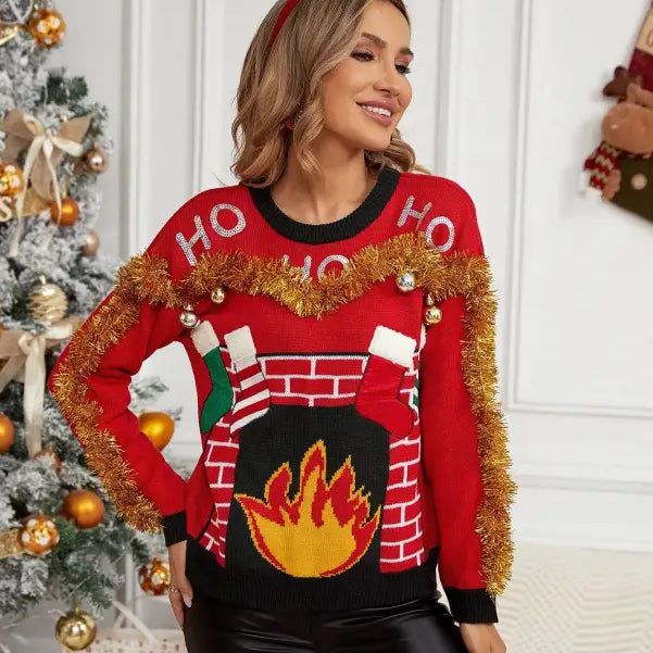 EMBROIDERED LETTER GRAPHIC CHRISTMAS KNITTED SWEATER-VETEMENTS