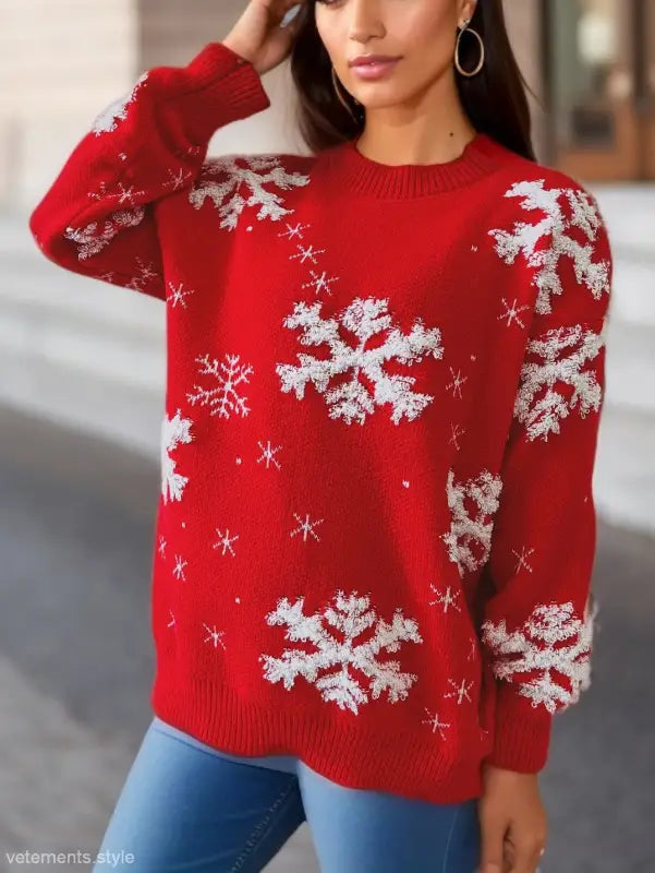 RED CHRISTMAS SWEATER SNOWFLAKE TOWEL EMBROIDERY-VETEMENTS