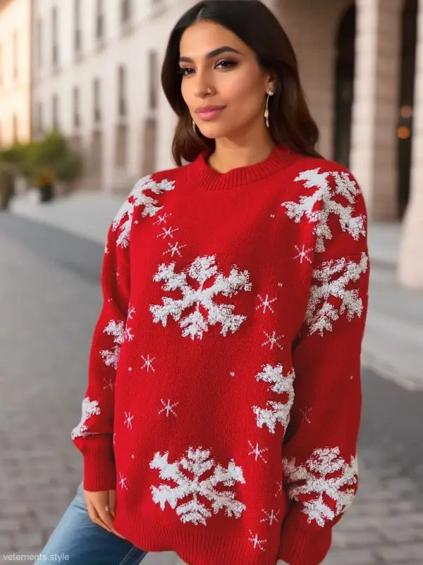 RED CHRISTMAS SWEATER SNOWFLAKE TOWEL EMBROIDERY-VETEMENTS