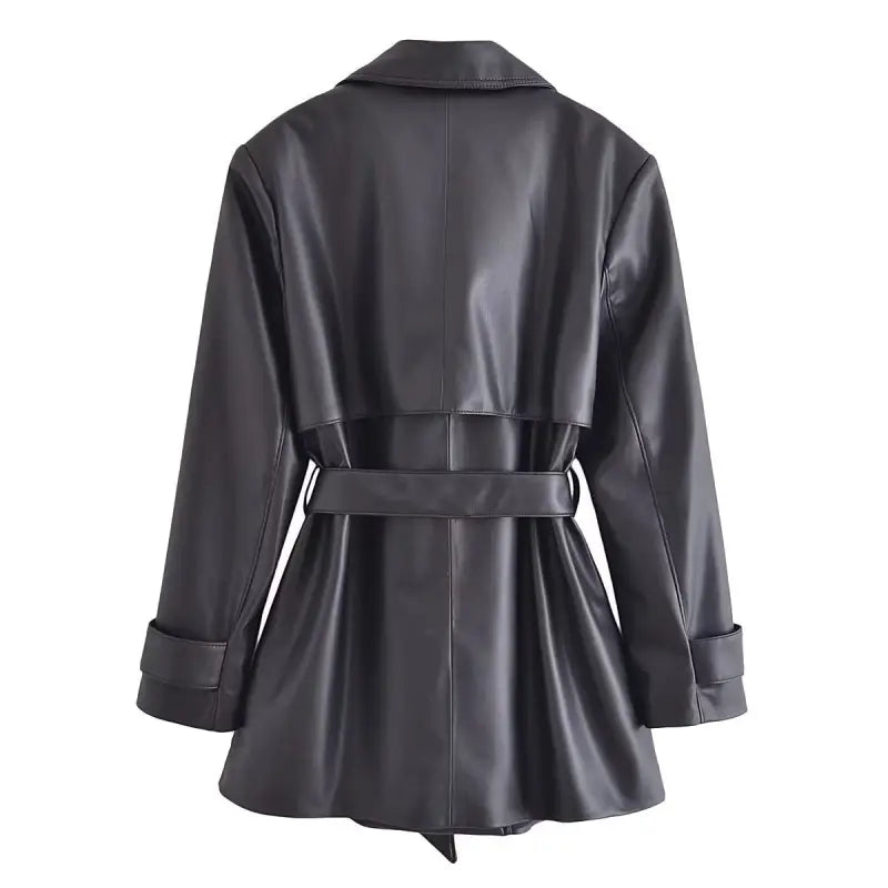 RETRO LAPELS LEATHER COAT-VETEMENTS
