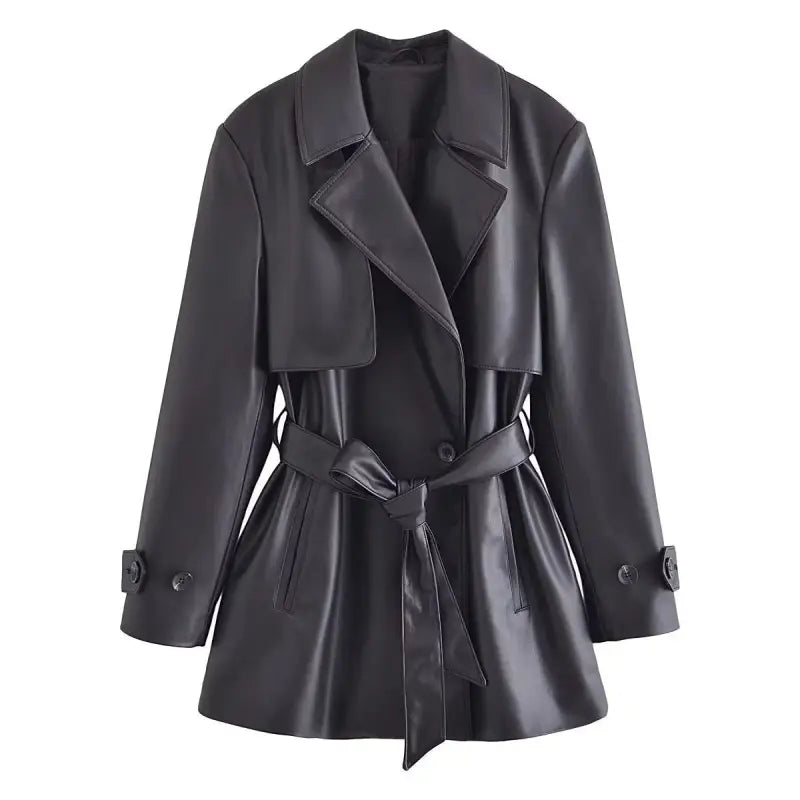RETRO LAPELS LEATHER COAT-VETEMENTS