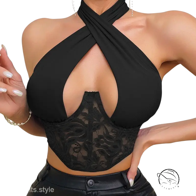 Royal blue corset sexy outfit with halter lace crop top and free shipping