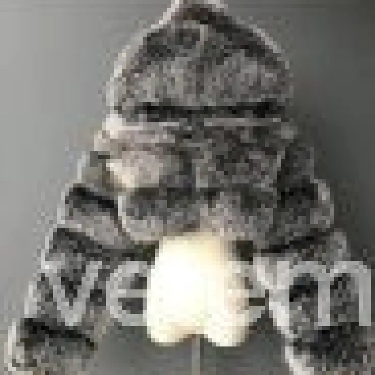 Royal blue faux fur coat with silver fox fur-trimmed hood and zipper