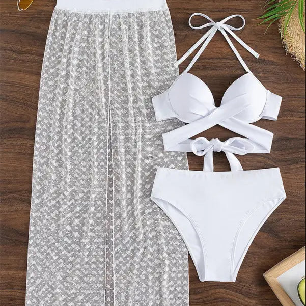 Royal blue maxi swimsuit with sheer skirt and lace accents, featuring a sexy maxi swimsuit design