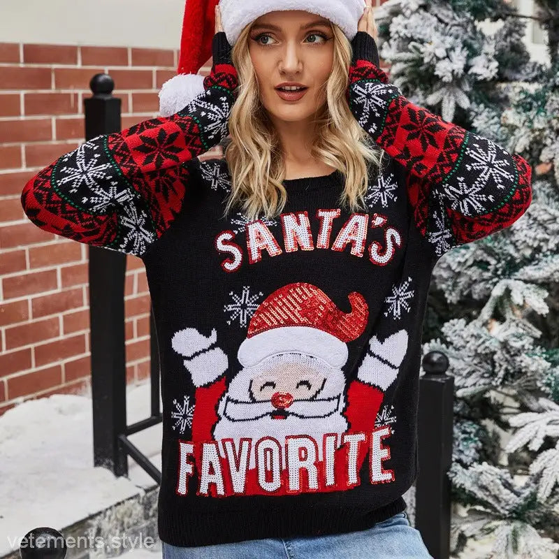 CHRISTMAS PULLOVER SANTA CLAUS EMBROIDERED CREW NECK KNITWEAR-VETEMENTS