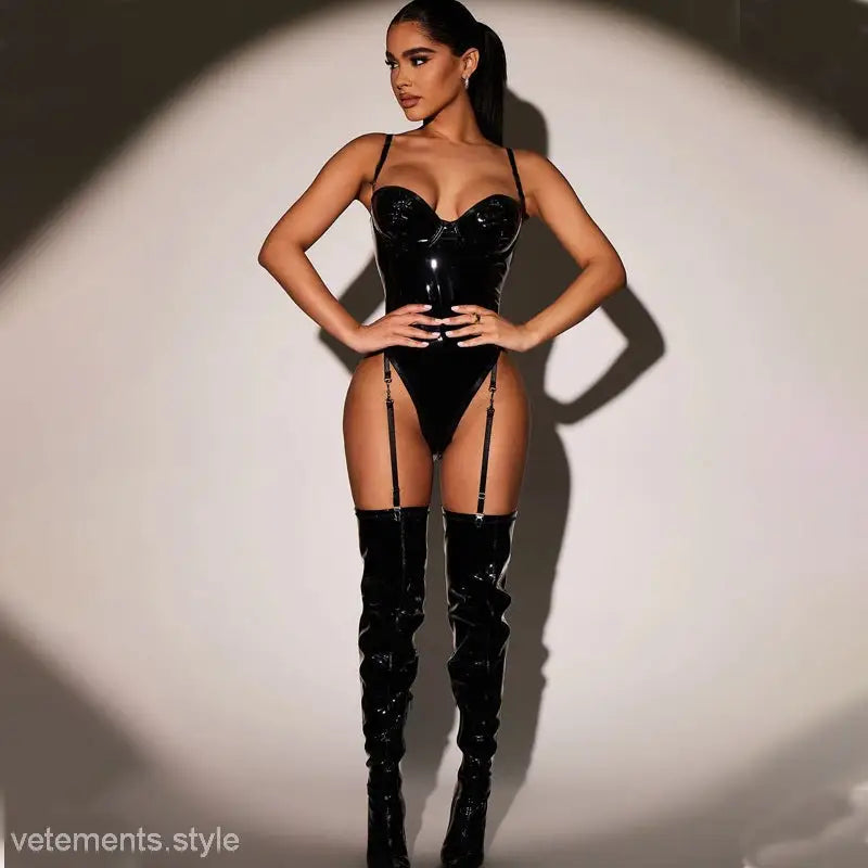 SEXY LEATHER SLING LINGERIE SET-VETEMENTS