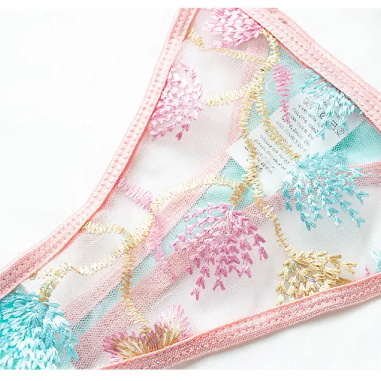 Seasonless Lace Embroidery Lingerie Set with Floral Details