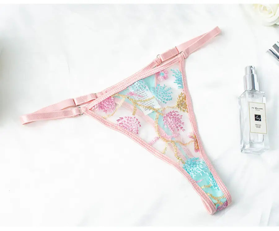 Seasonless Lace Embroidery Lingerie Set with Floral Details