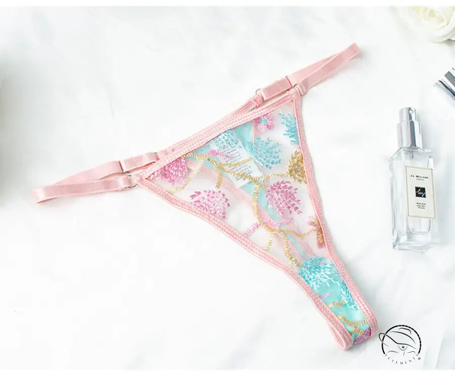 Seasonless Lace Embroidery Lingerie Set with Floral Details