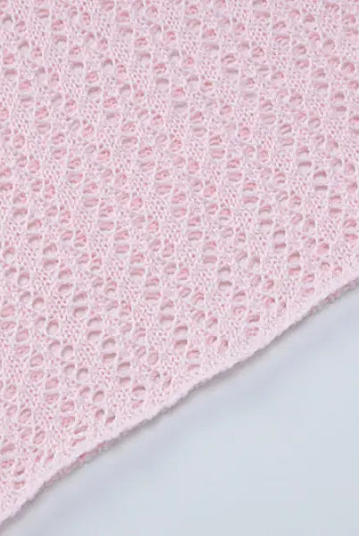 Light pink crocheted fabric for backless knitted dress, perfect for parties and clubs