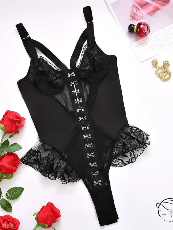 SEXY BLACK MESH PUFFY JUMPSUIT-VETEMENTS