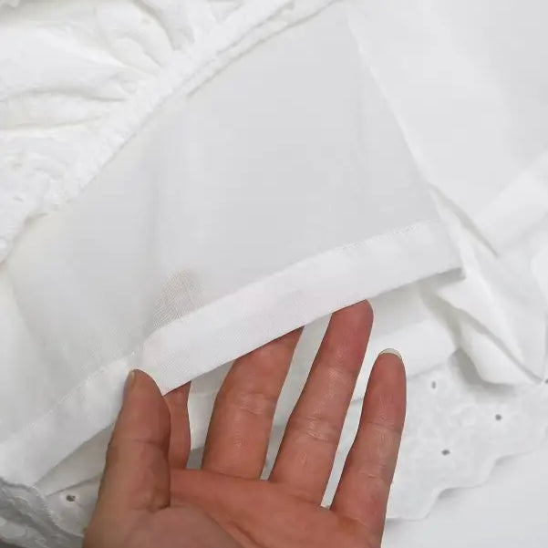 White eyelet fabric with lining of Sexy French Niche Hollow Cutout Cotton Crop Top