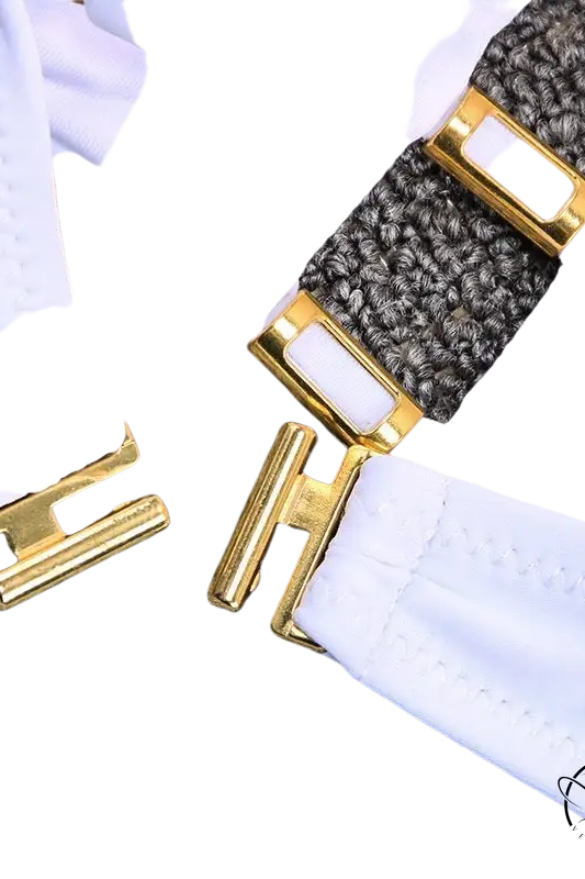 Sexy French style bikini in white with gold hardware